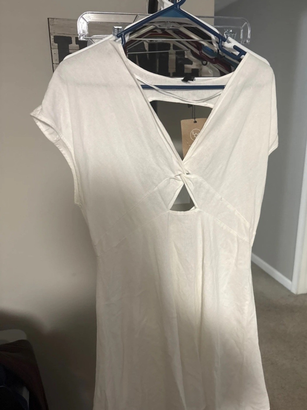 Vero Moda White Midi Dress with Front Twist Cutout